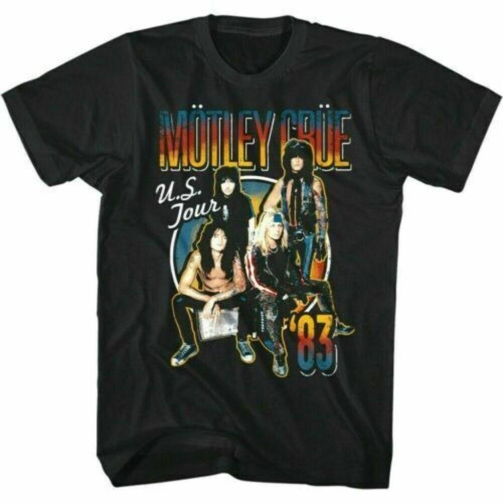Motley Crue Us Tour 83 Mens T Shirt Metal Rock Band Photo Tee Vintage Concert